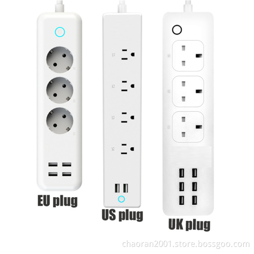 Wifi Smart Plug Outlet Power Strip Surge Protector EU Power Strip With Usb Charging Ports European TUYA
